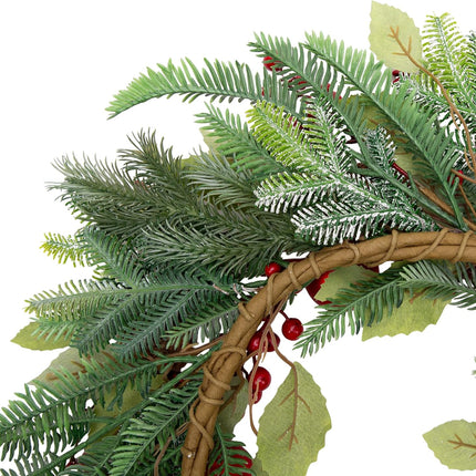 VGIA 20 Inch Christmas Wreath for Front Door Artificial Winter Wreath for Christmas Decor Xmas Wreath with Christmas Balls Pine Needles Pine Cone for Wall Window Holiday Decorations