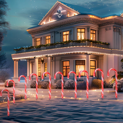 JOIEDOMI 23" Christmas Candy Cane Lights, Christmas Pathway Lights with 72 Red LED, 12 Packs Candy Christmas Lights Candy Cane Pathway Lights for Outdoor, Yard, Walkway, Lawn, Garden Decor