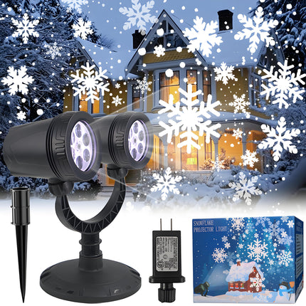 Christmas Snowflake Projector Light, d LED Snowflake Lighs, IP65 Saterproof Dual-Head Snowflake Projector Light, Ooutdoor Projector Light, Suitable for Christmas Holiday Decoration