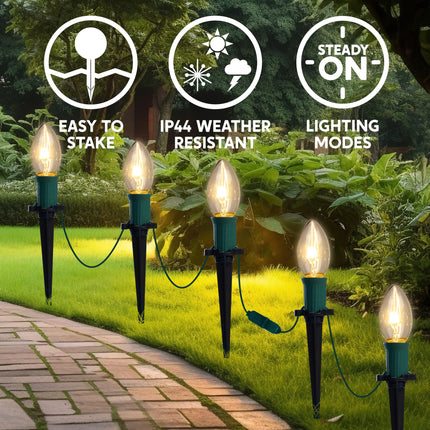 Joiedomi C9 Christmas Pathway Lights, 30.75ft 24 Bulbs Outdoor Christmas Decorations Lights Warm White for Holiday Xmas Waterproof Outside Yard Garden, Party, Walkway Decor