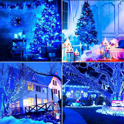 JMEXSUSS 2 Pack Blue Fairy Lights Battery Operated, Total 400 LED 132ft Christmas Fairy Lights with Remote, 8 Modes Blue String Lights for Christmas Tree Bedroom Xmas Wreath Patio Fireplace Decor