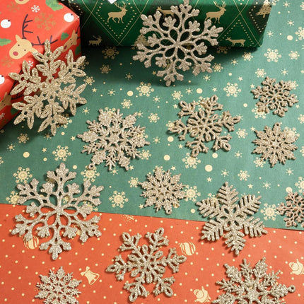 49pcs Christmas Party Decorations Snowflake Ornaments - Champ Glitter Snowflakes DIY Hanging Ornaments for Winter Christmas Tree Wall Ceiling Window Decor