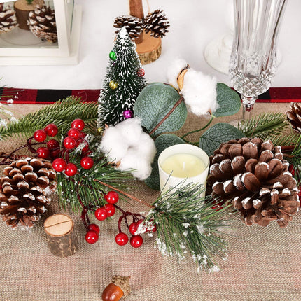 Artiflr 6FT Christmas Pine Garland with Berries Pine Cones Spruce Eucalyptus Leaves Cotton Balls Winter Greenery Garland, Artificail Berry Garland for Holiday Fireplace Table Runner Centerpiece Decor