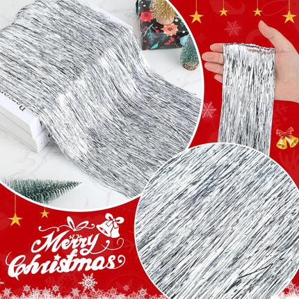 Timgle 40000 Pcs Icicle Tinsel Strands for Christmas Tree Tinsel Foil Fringes Shiny Icicles Garland for Christmas Tree Party Decor Birthday Supplies (Silver)