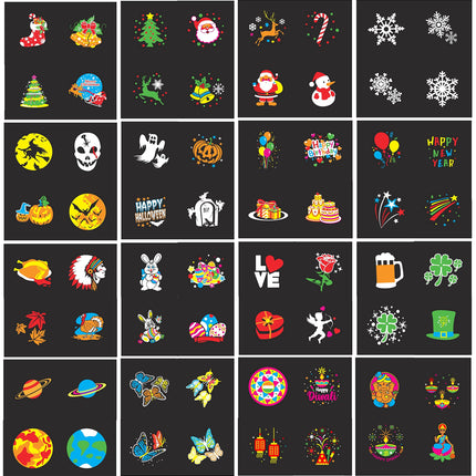 Holiday Halloween Valentine Party Christmas Diwali Projector Light (Indoor Outdoor Waterproof), 16 Slides (4 Pictures Each), 10 Wave Effects, Remote Control (Power Timer Speed Flash), 3 Mounting Ways