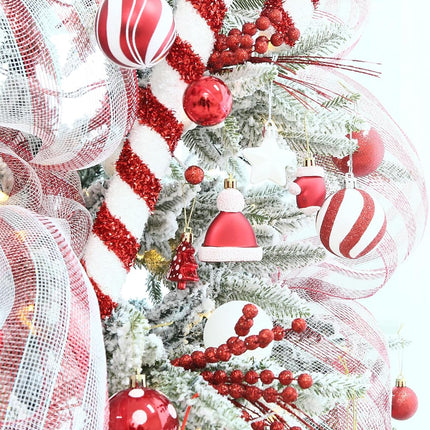 Sea Team 62-Pack Assorted Shatterproof Plastic Christmas Ball Ornaments Set, Miniature Baubles, Pendants, Decorations for Small Xmas Tree, DIY Wreath, Garland (Red, White)