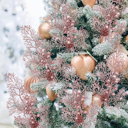 Tigeen 12 Pcs Large Christmas Tree Picks Bulk Glitter Branches Berries Stems Decorations 15.75'' Christmas Twigs Filler Berry Picks for Vase Christmas Tree Ornaments (Rose Gold)