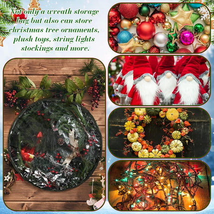 4 Pack Christmas Wreath Storage Container Wreath Storage Box with Clear Window and Handles Oxford Cloth Garland Storage Bags with Dual Zipper for Xmas Wreath wrapping(Green,30 Inch)