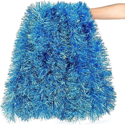 19.6ft Christmas Tinsel Garland, Light Blue Tinsel Garland, Metallic Garland for Xmas Tree, Party, Holiday, Birthday, Wedding, Year, Ceiling Hanging Decorations, Party Supplies, Winter Wonderland