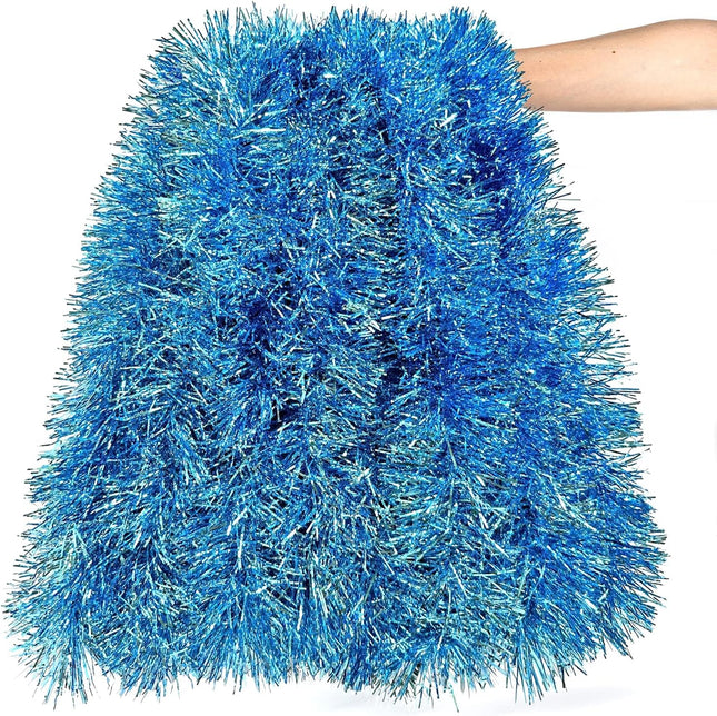 19.6ft Christmas Tinsel Garland, Light Blue Tinsel Garland, Metallic Garland for Xmas Tree, Party, Holiday, Birthday, Wedding, Year, Ceiling Hanging Decorations, Party Supplies, Winter Wonderland