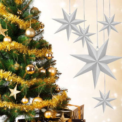 12 Pack 3D Large Paper Star White Hanging Paper Star Lanterns Lampshade for Christmas Wedding Birthday Holiday Party Home Decor