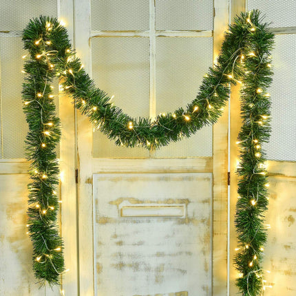 Christmas Garland Decoration, 16.4 Foot Artificial Pine Garland Holiday Decor for Outdoor Indoor Green Greenery Fireplaces Holiday Party Decorations