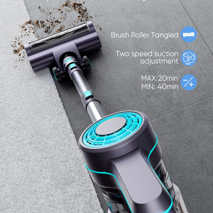 Cordless Vacuum Cleaner,23Kpa Powerful Cordless Vacuum,40 Mins Runtime,Detachable Battery,1.5L Dust Cup,6 In 1 Lightweight Cordless Stick Vacuum Cleaner For Hardwood Floor Pet Hair,Car,Blueblack