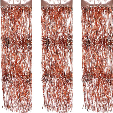 Mandala Crafts Rose Gold Tinsel Garland - Tinsel Icicles Rose Gold Tinsel Fringe Garland - 20 in X 20 Ft Long Metallic Tinsel Foil Fringe Banner for Christmas Tree Xmas Holiday Party Decoration