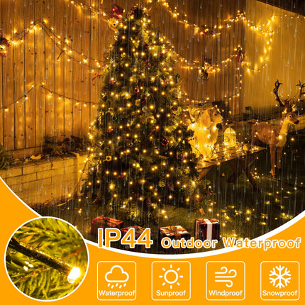 Ollny Christmas Tree Lights 400LED 8.2ft16 Strings with Ring, 8 Lighting Modes 3 Timers Dimmable Christmas Lights Indoor with Remote, Waterproof Outdoor Christmas Lights for Xmas Decor (Warm White)