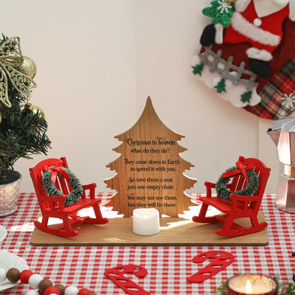 Christmas in Heaven Decoration Christmas Memorial Candle Holders Rocking Chair Ornament Save A Seat Memorial Xmas Decor