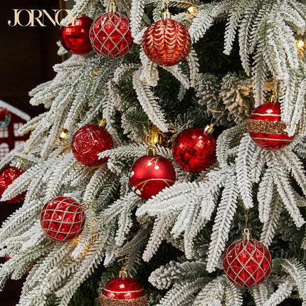 Pack of 16 Shatterproof Hanging Christmas Tree Balls with Hooks - 2.36 Inches Ball Ornaments for Xmas Tree Decoration, Red Gold Plastic Ball Baubles for Xmas Tree Wreath Garlands Party Decorations