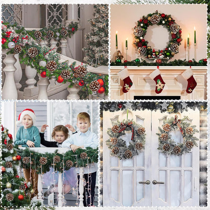 60 Pcs Pine Cones for Christmas Tree 1.38 x 5.1 Inch Christmas Pine Cones Picks Frosted Pinecones Ornaments with Wired Pick for Holiday Wreath Garland Party Decor