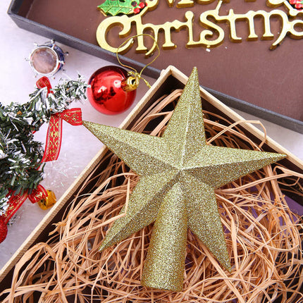 Aneco 2 Pack Glittered Christmas Tree Topper Star Treetop for Small Christmas Tree Decoration or Home Decor, Hard Plastic, 4 inches