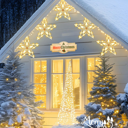 Brightown Star Christmas Pathway Lights Outdoor, 10 Large Star Christmas Sidewalk Lights, Christmas Decorations Outside Yard Lawn Path Walkway Driveway Marker Stake, Warm White