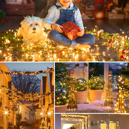 66FT 200 LED Christmas Tree Lights, Twinkle Fairy Lights String with 8 Flashing Modes String Lights for Indoor Bedroom Outdoor Christmas Trees Garland Wreath Holiday Decorations, Warm White