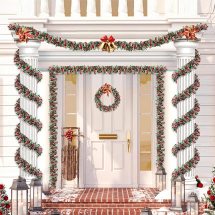50FT Red Green Silver Christmas Tinsel Garland Metallic Twist Shiny Garland for Christmas Tree Decorations, Xmas Holiday Hanging Garland for Home Mantle Stair Indoor Outdoor Party Supplies Decor