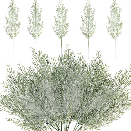 Sggvecsy 30 Pieces Snow Frosted Artificial Pine Branches 13.4 Inches Christmas Snowy Greenery Leaves Faux Pine Needles Pine Picks for DIY Garland Wreath Christmas Tree Embellishing Home Decoration