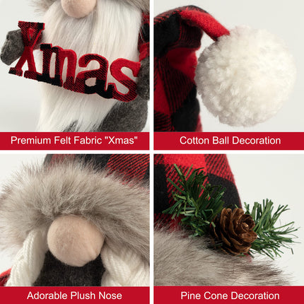 D-FantiX Christmas Gnomes Decorations, 2 Pack Handmade Tomte Swedish Gnome Scandinavian Figurine Nordic Large Gnomes Plush Christmas Elf Doll Xmas Joy Decor Ornaments Home Decor Valentines Day