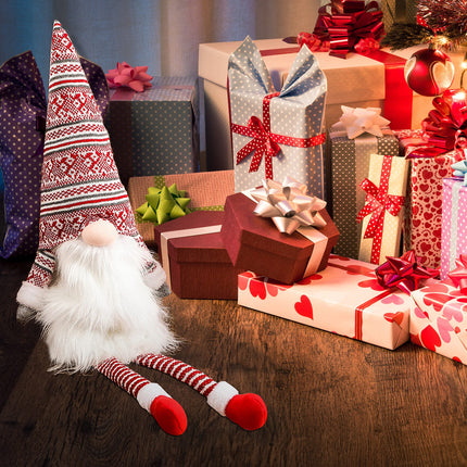 Gnome Christmas Tree Topper Gnome Christmas Ornaments Christmas Tree Topper Santa Gnomes Plush Tree Toppers Christmas Decorations (Red)