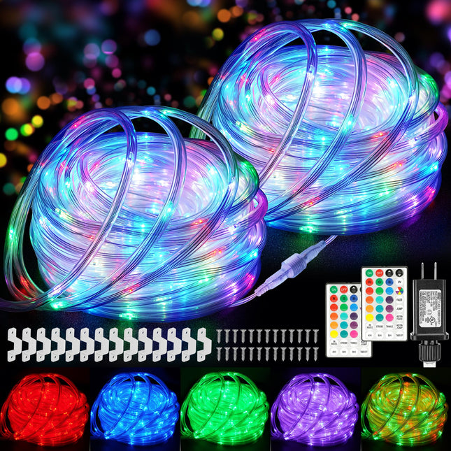 Color Changing Rope Lights Outdoor - 100ft 300 LED Connectable Outdoor String Lights with Remote, 18 Colors Waterproof Tube Lights, Twinkle Lights for Indoor Bedroom Patio Holiday St. Patrick Decor