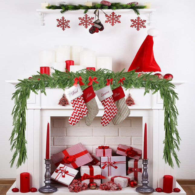 Sggvecsy 6.4Ft Christmas Fork Norfolk Pine Garland Artificial Christmas Garland Real Touch Artificial Pine Greenery Garland for Table Wall Mantle Indoor Fireplace Home Holiday Winter Decoration