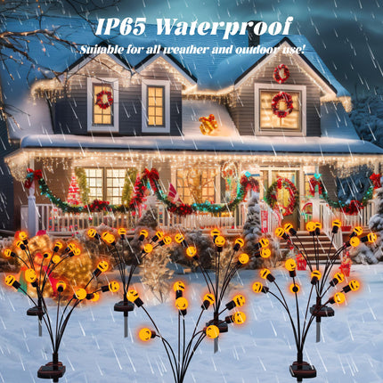Inscrok Christmas Decorations Outdoor Solar Garden Lights, 6Pack 48LED Swaying Firefly Lights Solar Christmas Lights, Waterproof Solar Pathway Lights for Yard/Garden/Lawn/Party Decor