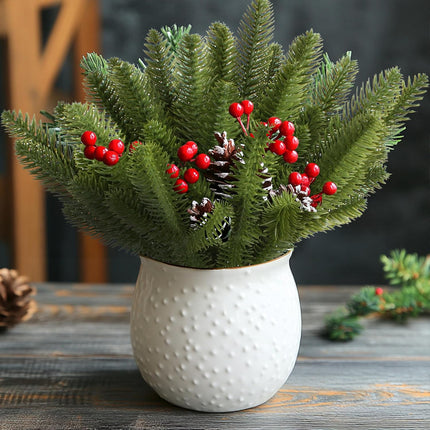 48 PCS Artificial Pine Branches, Christmas Greenery Stems Faux Pine Needles Christmas Picks and Sprays Christmas Tree Filler Branches Decorations, DIY Accessories for Wreath Garland Holiday Home Decor