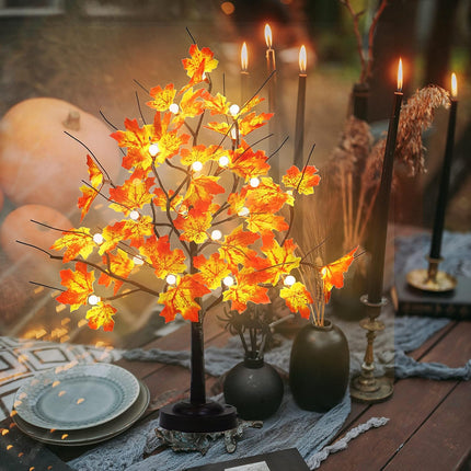 FUCHSUN 24 LED Tabletop Fall Maple Tree Light Lighted Bonsai Autumn Tree with 8 Lighting Modes & Timer for Party Wedding Christmas Thanksgiving Home Decoration