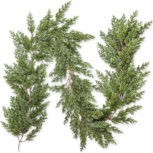 6FT Pine Christmas Garland, Christmas Greenery Garland,Realistic Cedar Garland Cypress Garland for Home Holiday Mantel Fireplace Table Centerpiece Decoration