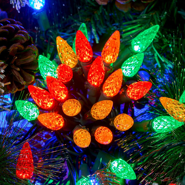 Joiedomi C6 LED Christmas Lights Outdoor,140(2 x 70) Counts Strawberry Christmas Trees Lights, 45.2FT Connectable String Lights Faceted Fairy Lights for Indoor Outdoor Holiday Party Decor(Multicolor)
