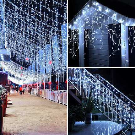 400 LED Icicle Lights Outdoor 32.8Ft 75 Drops Icicle Christmas Lights 8 Modes Waterproof Fairy String Lights for Indoor Bedroom Garden Wedding Porch Decoration