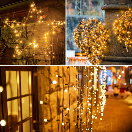Solar String Lights for Outside, 39Ft 100 LED Solar String Lights Outdoor with 8 Modes ，Solar Christmas Lights Outdoor Waterproof for Yard, Fence,Balcony, Party,Christmas Tree Decorations (Warm White)