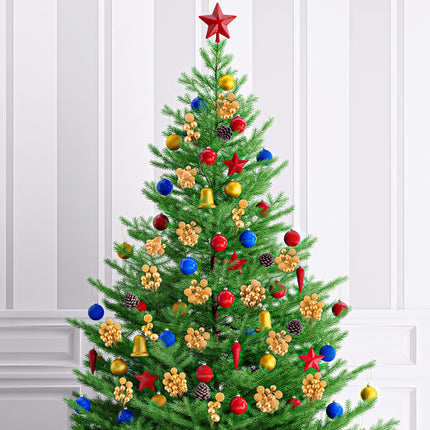 DRWATE Artificial Gold Holly Leaves Berry Picks Stems Fake Winter Christmas Berries Decor for DIY Garland and Holiday Wreath Ornaments, 16 Branch by Bilipala