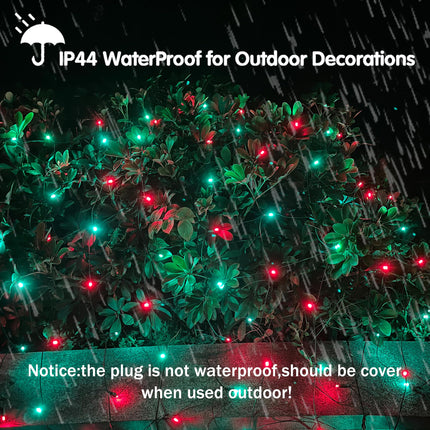 HISHINY LED Christmas Net Lights Outdoor Christmas Decorations Lights 5ftx5ft 100LED Green Wire, Connectable Bush Mesh Net Lights String for Halloween Christmas Party,Shrub,Yard,Tree（Red&Green）