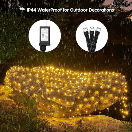 BlcTec Christmas Net Lights, 360 LED 9.8ft x 6.6ft Outdoor Christmas Lights with 8 Modes, Timer, Connectable, Waterproof Design for Tree, Bushes, Shrubs, Yard Outdoor Christmas Decorations, Warm White