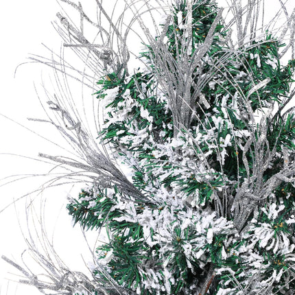 Christmas Glitter Curly Tree Picks Wispy Willow Stem Glittered Twigs Decor Wreath Garland Floral Arrangement Glitter Stems for Xmas Tree Decor(Silver,24 Pcs)