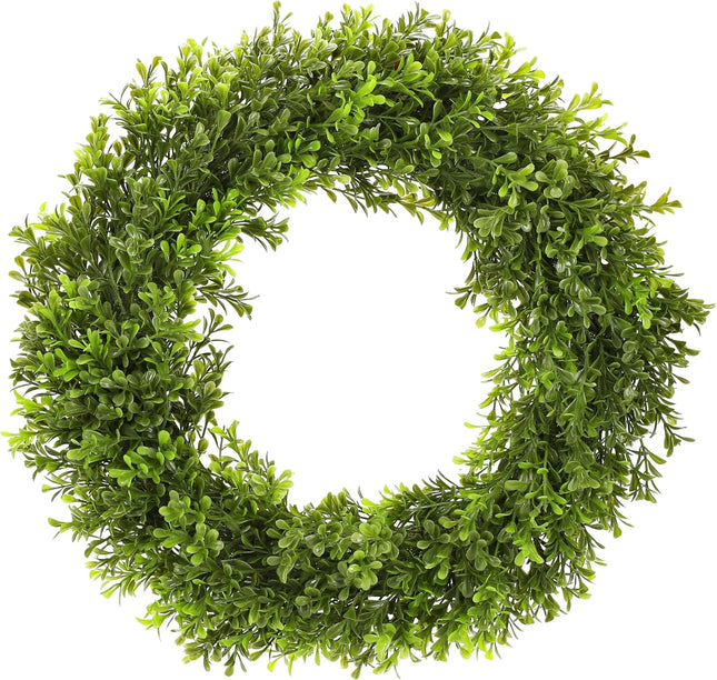 Boxwood Wreath Artificial Preserved Boxwood Wreath for Garden Front Door, The Green Boxwood Wreath Will Keep Your Door, Walls, and Windows Fresh All Year Round and is an Great Home Decor -22 INCH