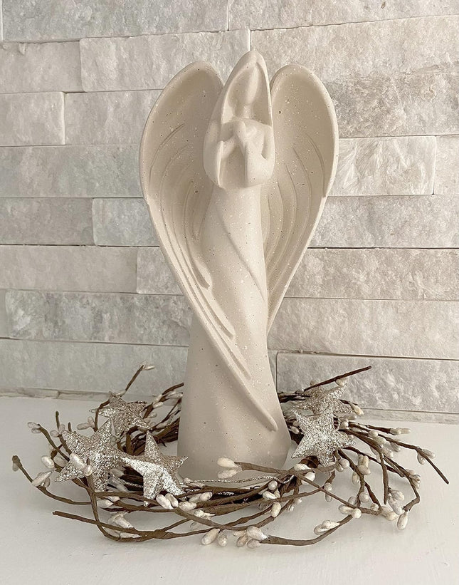 Silver Mini Wreath, Star Candle Ring, Accent for Statues, Lanterns, Nativity, Candleholders, Doors, Windows, Centerpieces, Wall, Cabinets, Farmhouse Decor Country, Primitive Glitter Wreaths