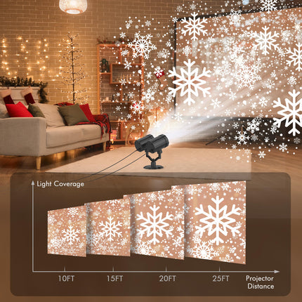 Christmas Light Projector Outdoor, Double Head LED Snowflake Christmas Projector Lights Indoor, High Brightness, 360°Rotating, Waterproof for Xmas Garden Patio Holiday Decor