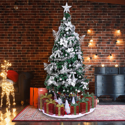 Aodaer 142 Pieces Silver Assorted Christmas Tree Ball Ornament Set Shatterproof Hanging Decoration, Christmas Tree Ball, Glitter Poinsettia, Bowknot, Tinsel, Leaves for Xmas Tree Holiday Wedding Party