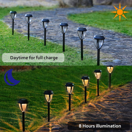Dynaming 12 Pack Outdoor Solar Pathway Lights, Solar Powered Garden Decorative Lights, Auto On/Off Waterproof Landscape Lighting
