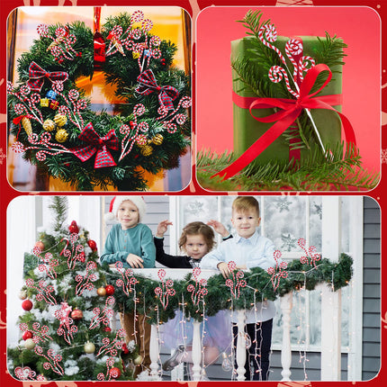 6 Pcs 16 Inch Red White Christmas Tree Picks Decoration Candy Cane Woolen Curly Pick Lollipop Large for Xmas Tree Topper Decor Home Vase Filler Craft Wreath Holiday Party Ornament Garland