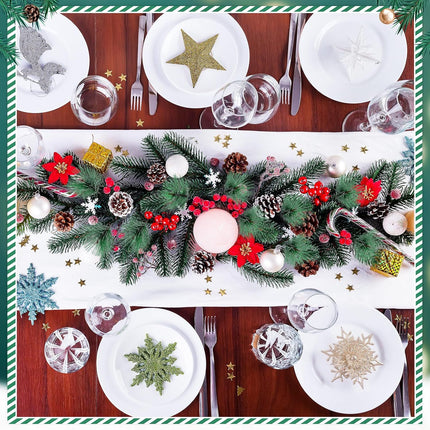 Riceshoot 432 Pcs Christmas Artificial Pine Cone Red Berry Set Christmas Wreath Making Decoration Pine Branches Acorns Wooden Stars for Xmas Tree Ornament Supplies Winter Home Party DIY Crafts Holiday