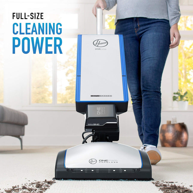 Hoover Onepwr Hepa+ Cordless Bagged Upright Vacuum Cleaner, Lightweight, For Carpet And Hard Floor, Bh55500Pc, White